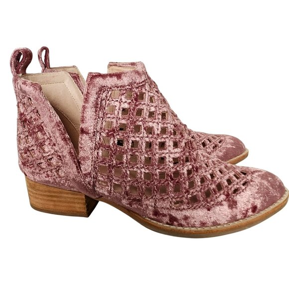 Jeffrey Campbell Taggart Women's Ankle Booties Pink Crushed Velvet Size 6 - Picture 4 of 10